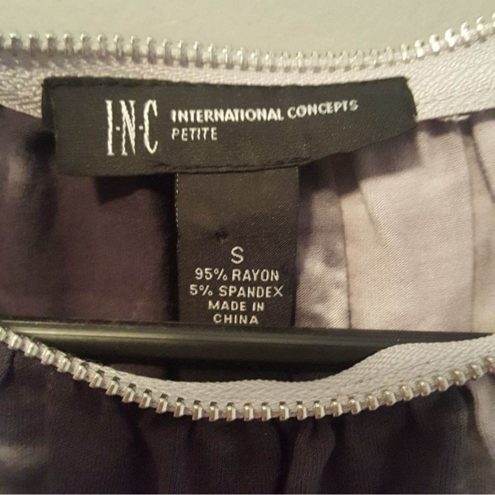INC INTERNATIONAL CONCEPTS Black and Grat Tie Dye Ruched Zipper Dress SP - Picture 2 of 6